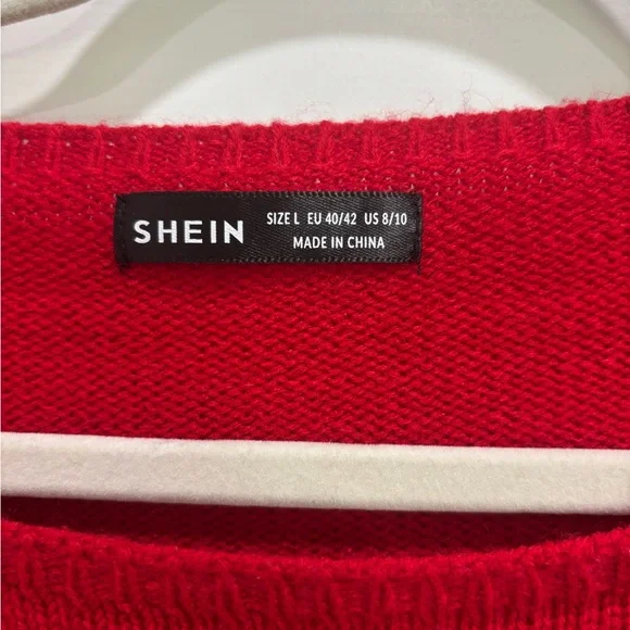 SHEIN Red 'Merry' Crew Neck Sweater - Picture 3 of 4